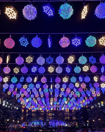 Glittering Christmas lights at Miri Times Square